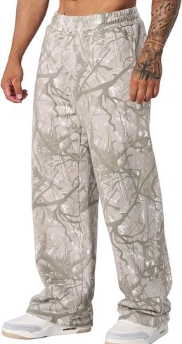 Men's Camo Baggy Pants Loose Fit Streetwear Joggers Tree Graphic Lounge Sweatpants with Pockets in Kuwait