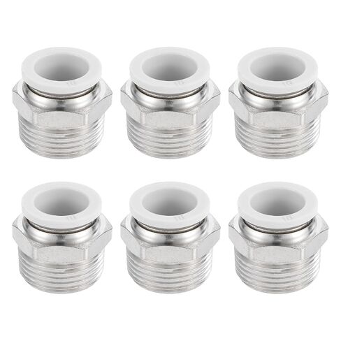MECCANIXITY 6 Pcs Pneumatic Fitting, PC16-06 16mm Tube OD x 3/4 Inch NPT Push to Connect Pneumatic Tube Fittings, Straight Through Fitting for 3D Printer, White in Kuwait