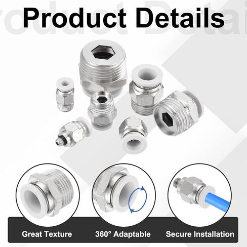 MECCANIXITY 6 Pcs Pneumatic Fitting, PC16-06 16mm Tube OD x 3/4 Inch NPT Push to Connect Pneumatic Tube Fittings, Straight Through Fitting for 3D Printer, White in Kuwait