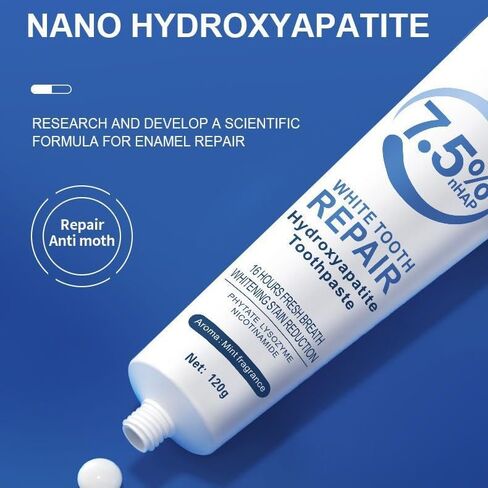 Hydroxyapatite Toothpaste 7.5% nHAP, Fluoride Free, 2 Pack | Mild mint formula with thick foaming texture for clean mouthfeel and daily enamel care in Kuwait