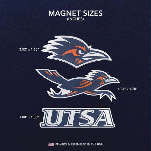 مغناطيس أكريليك من جامعة صبار الصحراء في سان أنطونيو، 3 عبوات من تصميم UTSA Roadrunners الزخرفي مرخص رسميًا (مجموعة المغناطيس A) in Kuwait