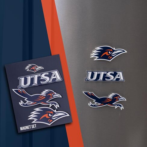 مغناطيس أكريليك من جامعة صبار الصحراء في سان أنطونيو، 3 عبوات من تصميم UTSA Roadrunners الزخرفي مرخص رسميًا (مجموعة المغناطيس A) in Kuwait