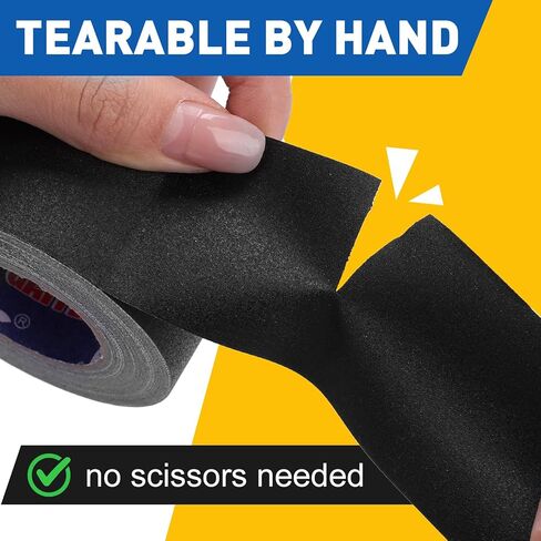 6 Pack Black Gaffers Tape 1.8"x12 Yards(Total 72 Yards), 11 Mil Industrial Grade Black Gaff Tape, No Residue, Non-Reflective, Easy Tear, Gaffer's Tapes for Securing Cables, Photography, Studio in Kuwait