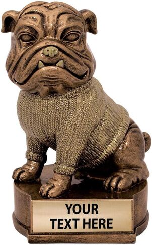 Crown Awards 4.5" Bulldog Sculpture, Custom Resin Mascot Trophies with Customized Engraving in Kuwait