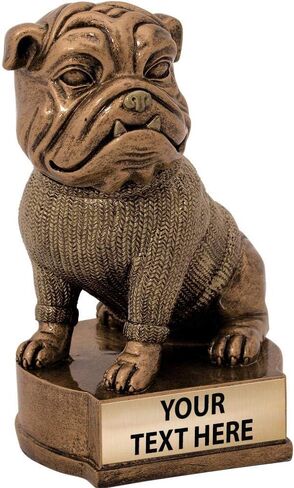 Crown Awards 4.5" Bulldog Sculpture, Custom Resin Mascot Trophies with Customized Engraving in Kuwait