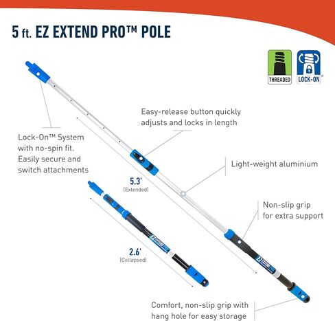 Unger Professional Lock-On 22 بوصة. ممسحة أرضية مطاطية منحنية AquaDozer مع عمود تلسكوبي Ez Extend Pro، ممسحة مطاطية خفيفة الوزن متينة للبلاط والخرسانة الناعمة والطوابق السفلية in Kuwait