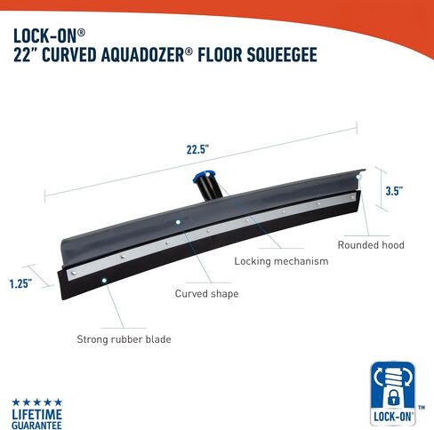 Unger Professional Lock-On 22 بوصة. ممسحة أرضية مطاطية منحنية AquaDozer مع عمود تلسكوبي Ez Extend Pro، ممسحة مطاطية خفيفة الوزن متينة للبلاط والخرسانة الناعمة والطوابق السفلية in Kuwait