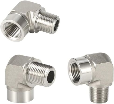 SS316 Female to Male NPT BSPT 1/8" 1/4" 3/8" 1/2" 3/4" Connector 3000psig 20MPa Pipe Fitting Stainless Steel(BSPT Thread Elbow,3/4") in Kuwait