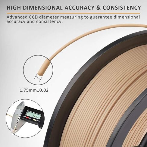 PLA 3D Printer Filament, Wood, 1.75mm, 250g | Dimensional Accuracy +/- 0.02mm, Fit Most FDM Printer in Kuwait