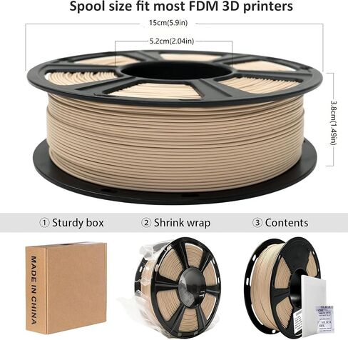 PLA 3D Printer Filament, Wood, 1.75mm, 250g | Dimensional Accuracy +/- 0.02mm, Fit Most FDM Printer in Kuwait