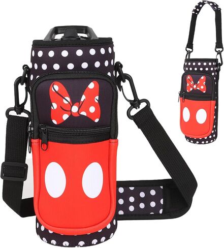 Cute Water Bottle Holder with Strap, Neoprene Insulated Crossbody Sling Bag Carrier with Adjustable Shoulder for 20-32oz Bottles, Phone & Pockets, Perfect for Travel, School & Outdoor Activities in Kuwait