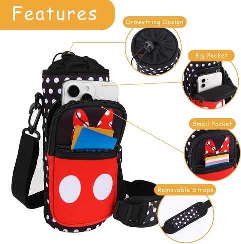 Cute Water Bottle Holder with Strap, Neoprene Insulated Crossbody Sling Bag Carrier with Adjustable Shoulder for 20-32oz Bottles, Phone & Pockets, Perfect for Travel, School & Outdoor Activities in Kuwait