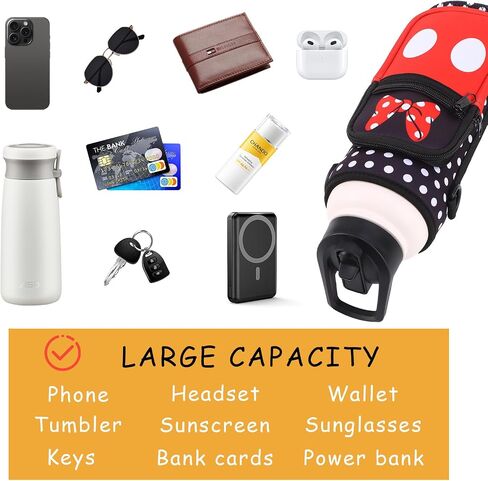 Cute Water Bottle Holder with Strap, Neoprene Insulated Crossbody Sling Bag Carrier with Adjustable Shoulder for 20-32oz Bottles, Phone & Pockets, Perfect for Travel, School & Outdoor Activities in Kuwait