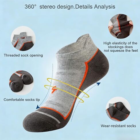 1pcs Ankle Socks Men Running Socks Athletic Socks Thin Breathable Mesh Summer Cotton Moisture Wicking Low Cut Short Sports Socks with Heel Tab for Outdoor Gym, One Size Gray in Kuwait