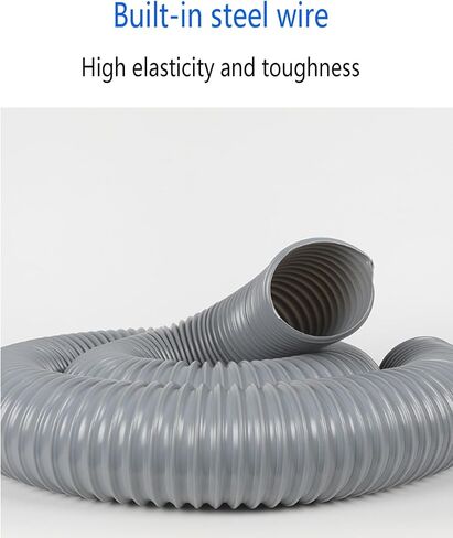 خرطوم مجاري الهواء الرمادي PVC المرن - معزز بأسلاك فولاذية للتهوية وأعمال النجارة والفراغ الصناعي (90 مم/3.5 بوصة) in Kuwait