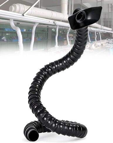 Flexible Fume Extraction Arm, 360° Rotatable Segmented Industrial Fume Extractor Hose with Silicone Smoking Hood for Soldering(Black,2.95 IN_220CM/86.61 IN) in Kuwait