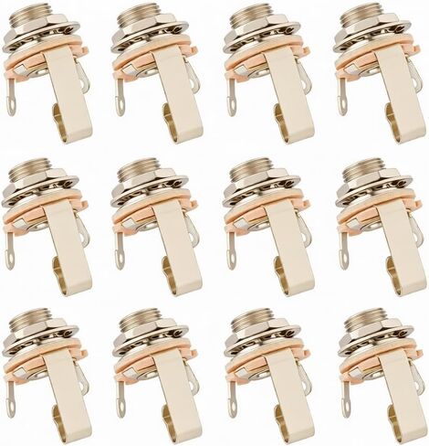 12 Pack Guitar Jack, 1/4" Mono Guitar Output Jack for Optimal Signal, Tone & Lowest Possible Noise for Electronic Guitar,Bass, Amp,Panel Mount, Audio Etc Replacement Input and Output Jack Plate in Kuwait