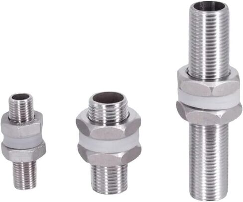 1/4" 3/8" 1/2" 3/4" 1" -2" 30 40 50 60 80 100 120 150mm Stainless Full Thread Bulkhead Lock Pipe Fitting Water Tank Aquarium(50MM_3/4") in Kuwait