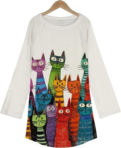 MARSVOVO Cat Sweatshirt For Women Long Sleeve Shirt Cute Cat Graphic Casual Plus Size Pullover Tops Women in Kuwait