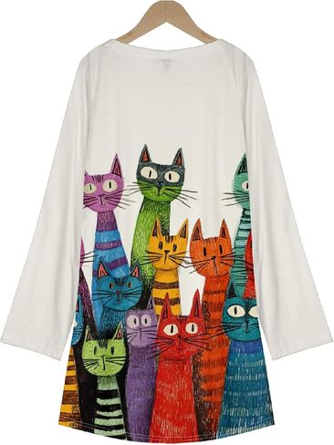 MARSVOVO Cat Sweatshirt For Women Long Sleeve Shirt Cute Cat Graphic Casual Plus Size Pullover Tops Women in Kuwait