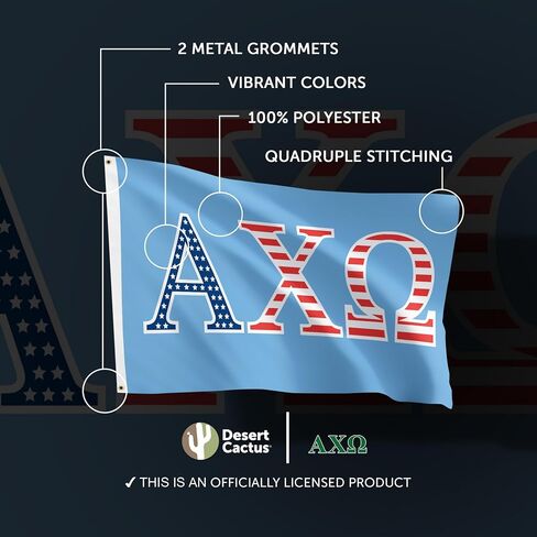صبار الصحراء ألفا تشي أوميغا العلم AXO الولايات المتحدة الأمريكية رسالة نادي نسائي 3x5 قدم راية ديكور علامة اليونانية in Kuwait