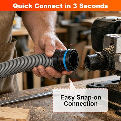 Commercial Dust Collection Hose Kit: 16.4FT Shop Vac Extension TPE Hose With 6 Adapter For Shop&Home Vacuums System - 1.1/2 Inch Hose Compatible with Woodworking Power Tool & Sander in Kuwait