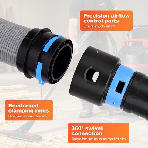 Commercial Dust Collection Hose Kit: 16.4FT Shop Vac Extension TPE Hose With 6 Adapter For Shop&Home Vacuums System - 1.1/2 Inch Hose Compatible with Woodworking Power Tool & Sander in Kuwait