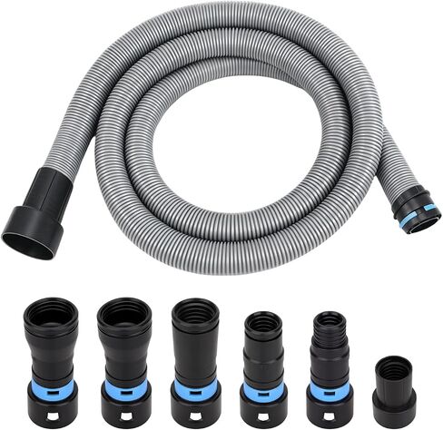 Commercial Dust Collection Hose Kit: 16.4FT Shop Vac Extension TPE Hose With 6 Adapter For Shop&Home Vacuums System - 1.1/2 Inch Hose Compatible with Woodworking Power Tool & Sander in Kuwait