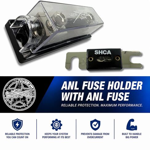 Sky High Car Audio ANL Fuse Holder with Fuse, Set Screw Inline Holder for 1/0 or 4 Gauge Wire, High Current Power Protection (50A–500A Options) (150 Amp) in Kuwait