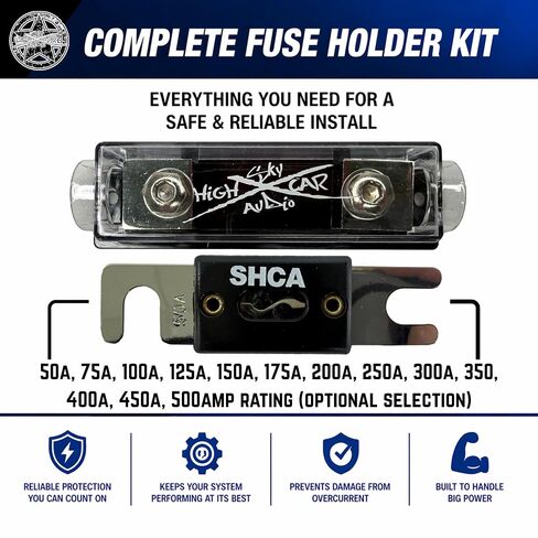 Sky High Car Audio ANL Fuse Holder with Fuse, Set Screw Inline Holder for 1/0 or 4 Gauge Wire, High Current Power Protection (50A–500A Options) (150 Amp) in Kuwait