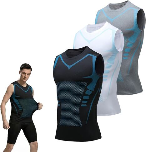 Compression Shirt Men, Men Shaping Sleeveless Vest, Sport Running Wicking Dry Fit Breathable Sleeveless Gym Shirt in Kuwait