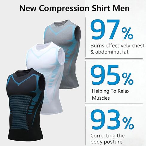Compression Shirt Men, Men Shaping Sleeveless Vest, Sport Running Wicking Dry Fit Breathable Sleeveless Gym Shirt in Kuwait