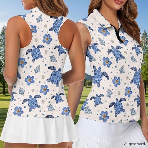 INSTANTARTS Matching Couple Outfits Mens Golf Shirts Short Sleeve Workout Tops and Women's Golf Sleeveless Shirts 1/4 Zip Up in Kuwait