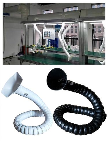 Smoke Exhaust Hose Articulated Collection Arm，Adjustable Welding Fume Extractor Duct Hose,(L 31~98in,Id 2/3in)(Black(Round),3x71in/7.5x180cm) in Kuwait