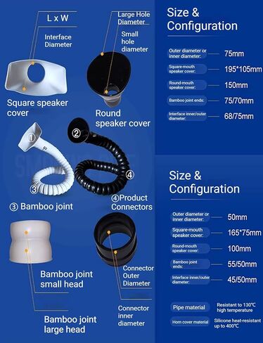Smoke Exhaust Hose Articulated Collection Arm，Adjustable Welding Fume Extractor Duct Hose,(L 31~98in,Id 2/3in)(Black(Round),3x71in/7.5x180cm) in Kuwait