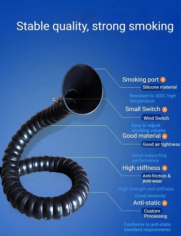 Smoke Exhaust Hose Articulated Collection Arm，Adjustable Welding Fume Extractor Duct Hose,(L 31~98in,Id 2/3in)(Black(Round),3x71in/7.5x180cm) in Kuwait