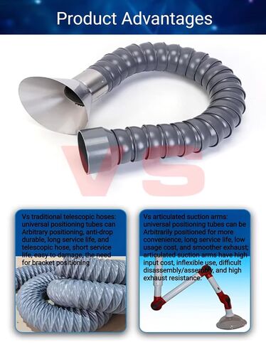 Hard 4/6/8'' Articulated Hose 3~10ft Long Air Extractor Flexible Duct Collector Arm with Hood, for Laboratory, Round Nozzle Smoke Remove Pipe(110X1000MM/4.3x39.4in) in Kuwait