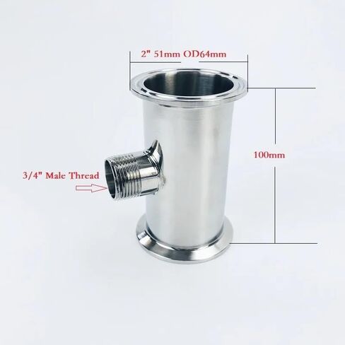 2"(51mm) OD64 Tri Spool Tube/Pipe With Middle Male Thread 3/4", Length 4"(100mm),SS304 in Saudi Arabia