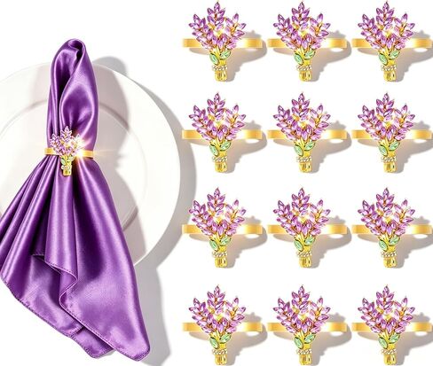 Lemon Napkin Rings Set of 12 | Metal Spring Napkin Holders | Flower Napkins Buckle Ring for Mother's Day Birthday Wedding Dinners Parties Table Decoration and Daily Use(Yellow Lemon) in Kuwait