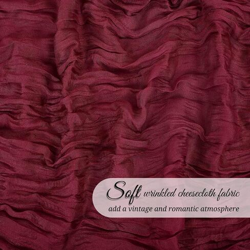 12 Pack Burgundy Cheesecloth Table Runner 120 inch Fall Thanksgiving Boho Rustic Gauze Farmhouse 10FT Cheese Cloth Runner for Baby Shower Wedding Party Holiday Home Decor in Kuwait