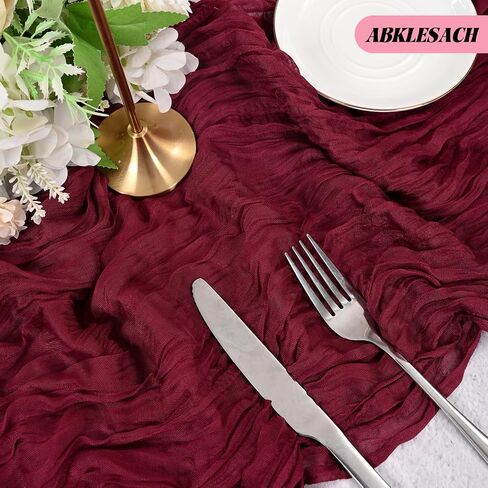 12 Pack Burgundy Cheesecloth Table Runner 120 inch Fall Thanksgiving Boho Rustic Gauze Farmhouse 10FT Cheese Cloth Runner for Baby Shower Wedding Party Holiday Home Decor in Kuwait