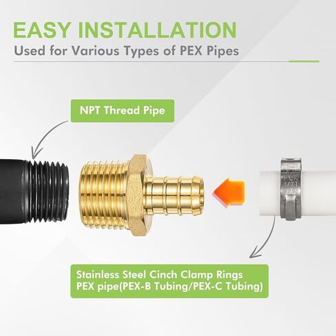 10 عبوات محول ذكر Pex 1/2 بوصة من ORIANSE، 1/2 بوصة PEX إلى 1/2 بوصة NPT، تركيبات Pex 1/2 بوصة بدون نحاس رصاص، منفذ كامل، شهادة NSF/ANSI 61 NSF 372، معتمدة من ASTM F1807 in Kuwait