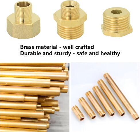 مخفض أنابيب نحاسي 1/2"M إلى 3/8"M | للمطبخ والحمام وخطوط إمداد مياه الصنبور RV. مع غسالة مطاطية للاتصال مانعة للتسرب. in Kuwait