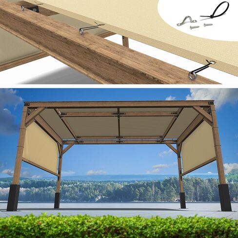 ShadeMart 8' x 16' Beige Pergola Sun Shade Canopy Replacement Cover UPF50, Commercial Grade 260 GSM Cloth for Outdoor Patio Garden Backyard (We Make Custom Size) in Kuwait