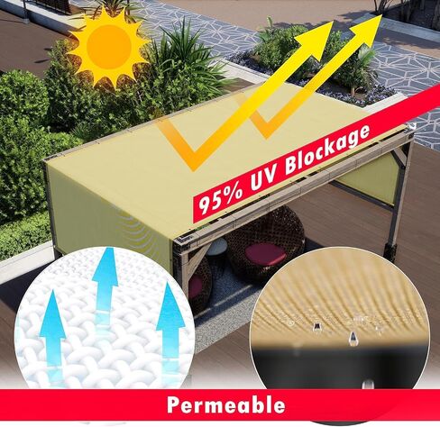 ShadeMart 8' x 16' Beige Pergola Sun Shade Canopy Replacement Cover UPF50, Commercial Grade 260 GSM Cloth for Outdoor Patio Garden Backyard (We Make Custom Size) in Kuwait