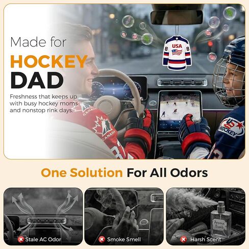 Hockey Dad Themed Car Air Fresheners | Long Lasting Odor Eliminator & Purifier for Auto, Home, and Closets | Premium Scent Hanging Pendant | Sports Fan Auto Accessories Gift in Kuwait