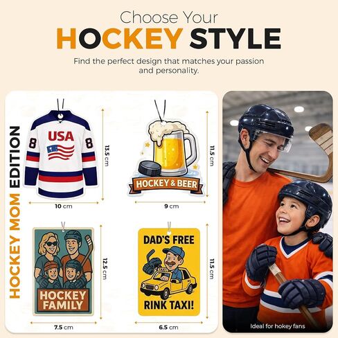 Hockey Dad Themed Car Air Fresheners | Long Lasting Odor Eliminator & Purifier for Auto, Home, and Closets | Premium Scent Hanging Pendant | Sports Fan Auto Accessories Gift in Kuwait