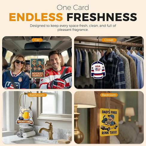 Hockey Dad Themed Car Air Fresheners | Long Lasting Odor Eliminator & Purifier for Auto, Home, and Closets | Premium Scent Hanging Pendant | Sports Fan Auto Accessories Gift in Kuwait