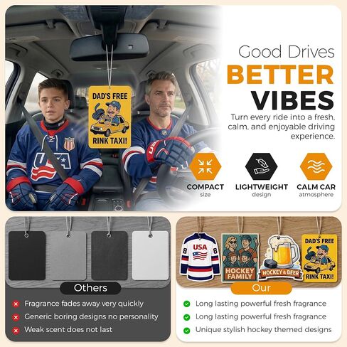 Hockey Dad Themed Car Air Fresheners | Long Lasting Odor Eliminator & Purifier for Auto, Home, and Closets | Premium Scent Hanging Pendant | Sports Fan Auto Accessories Gift in Kuwait