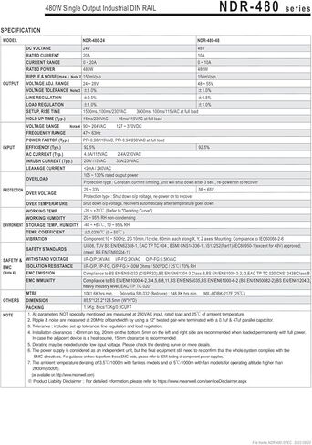 NDR-480-24 تيار مستمر 24 فولت 20 أمبير 480 وات مصدر طاقة للسكك الحديدية الصناعية in Kuwait